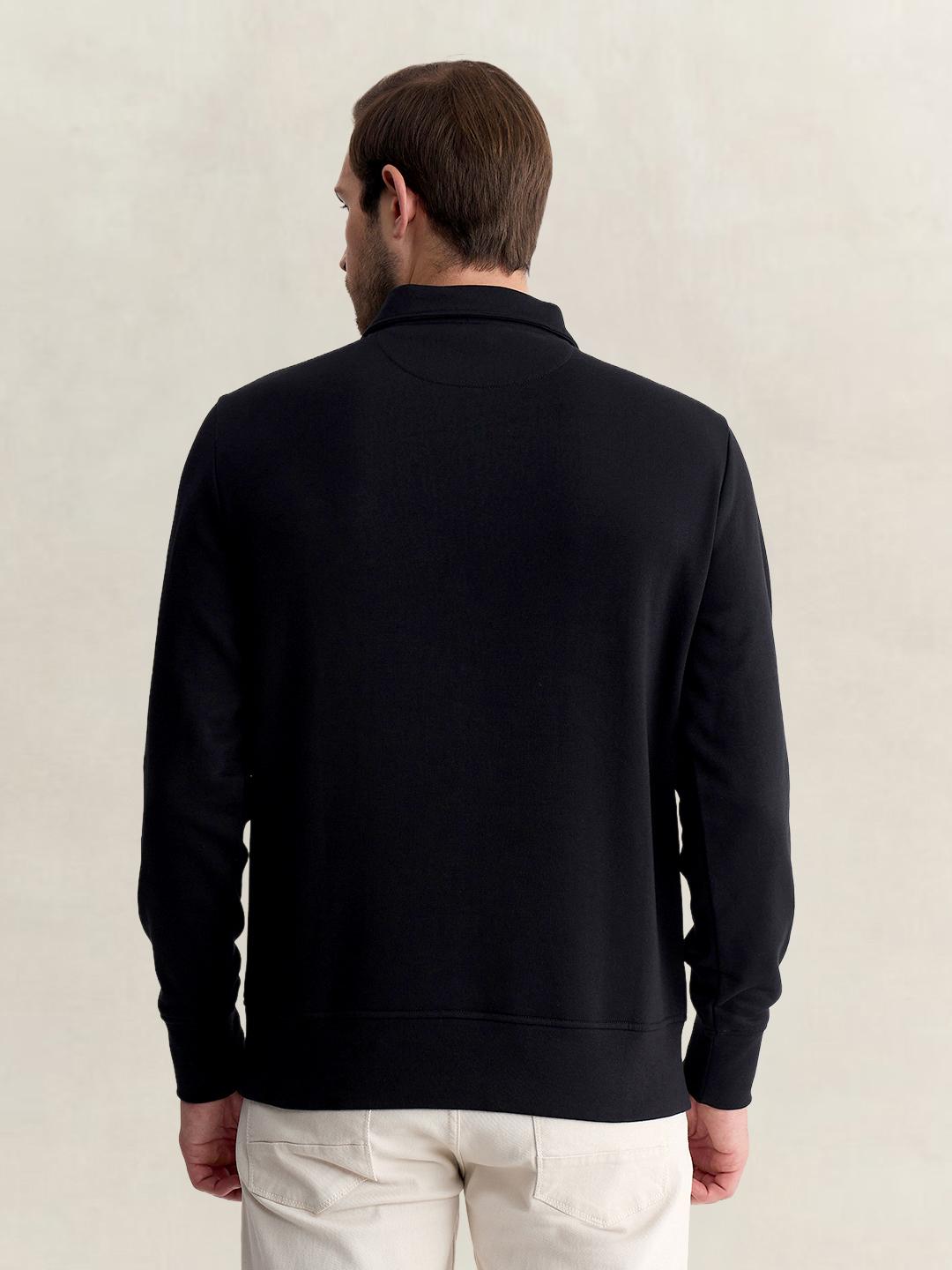 Gant Men Black Regular Fit Solid Cotton Blend Sweatshirt