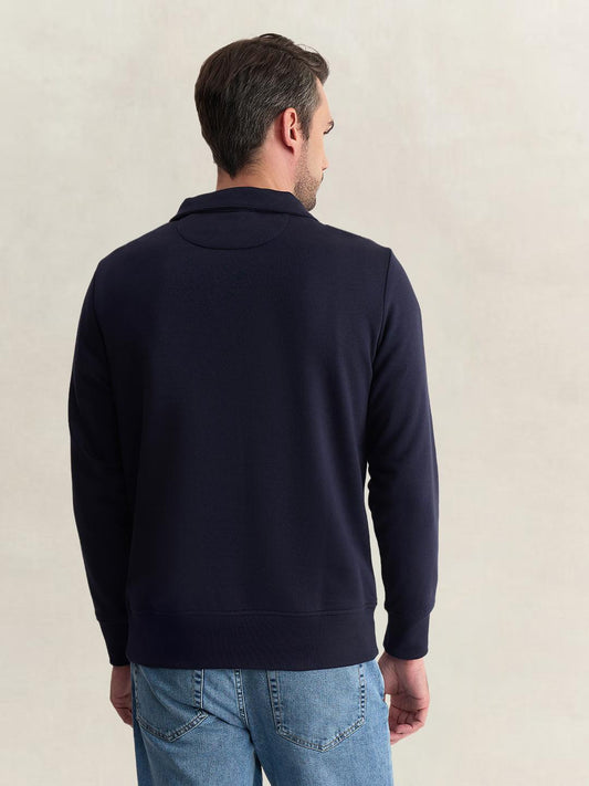 Gant Men Blue Regular Fit Solid Cotton Blend Sweatshirt
