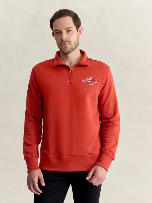 Gant Men Red Regular Fit Solid Cotton Blend Sweatshirt