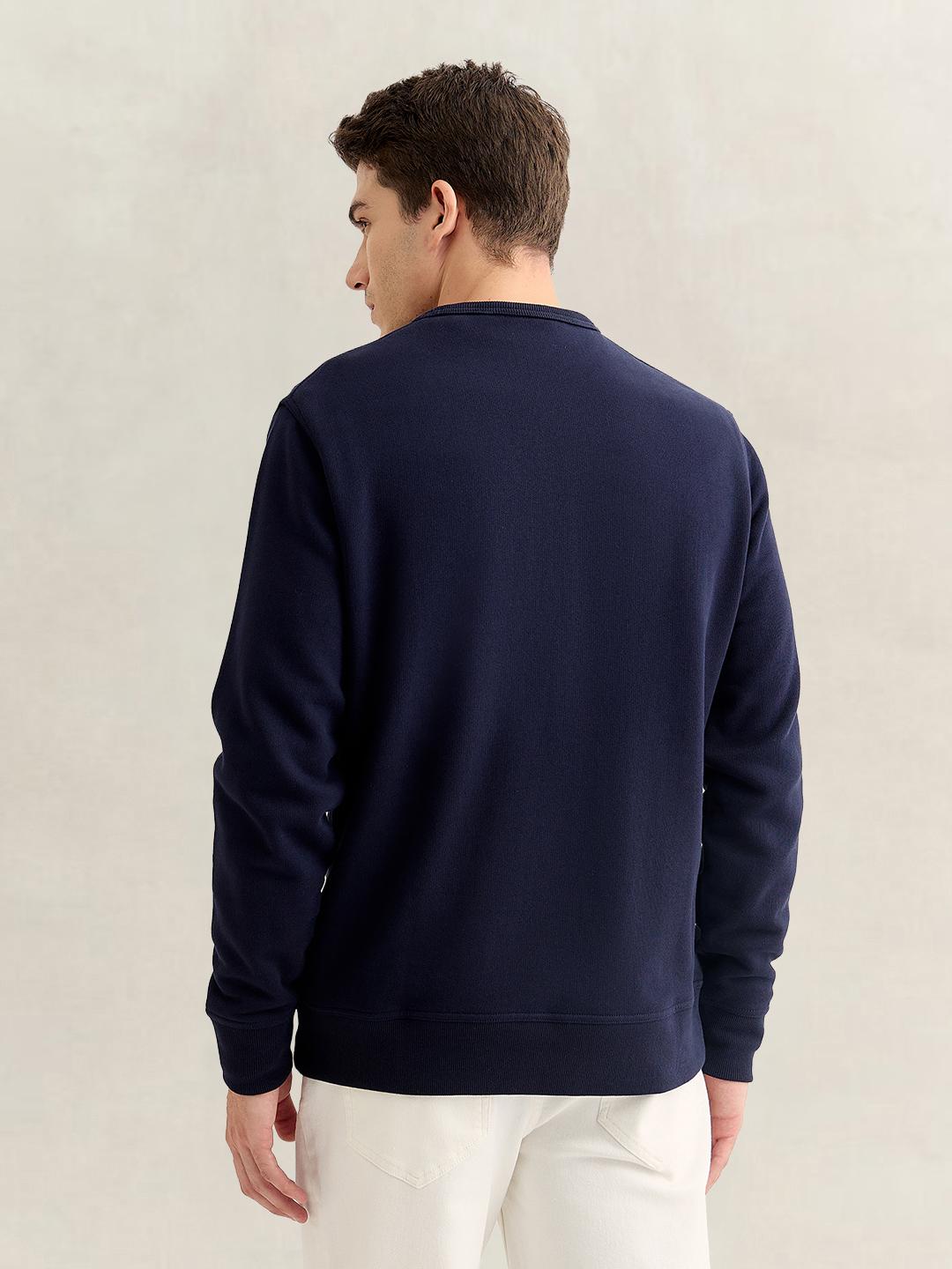 Gant Men Navy Blue Regular Fit Graphic Sweatshirt