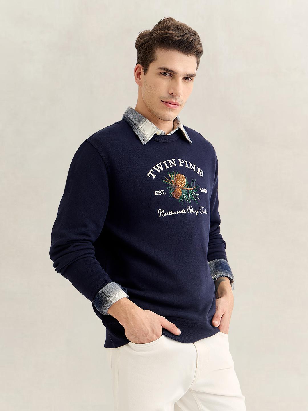 Gant Men Navy Blue Regular Fit Graphic Sweatshirt