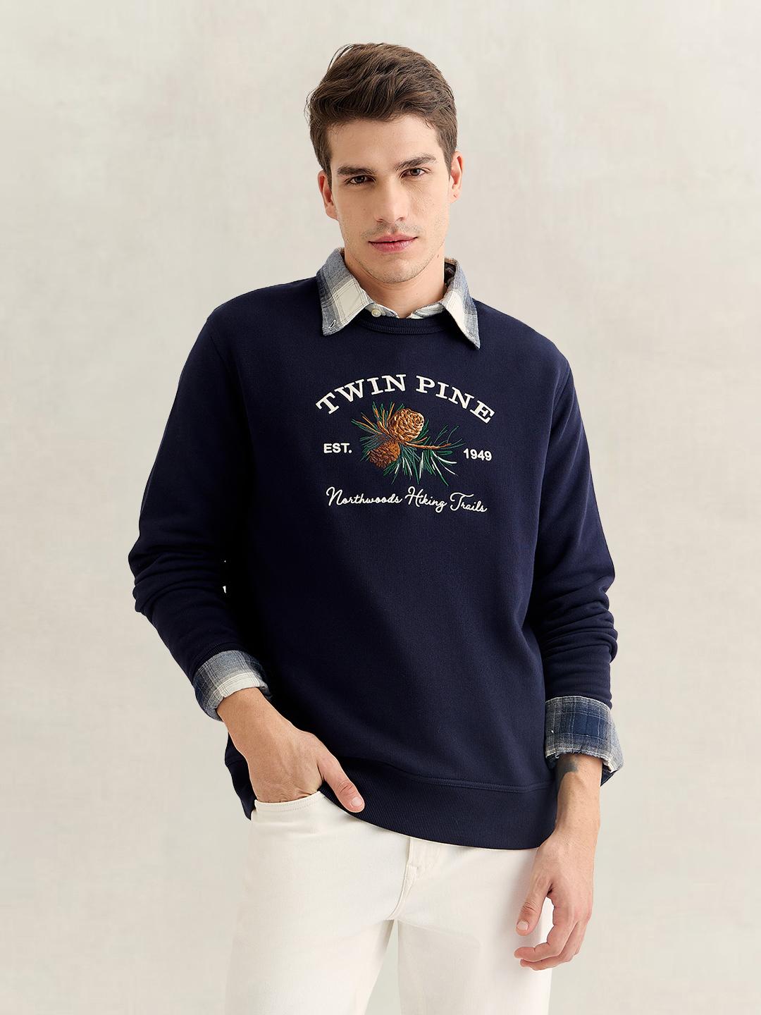 Gant Men Navy Blue Regular Fit Graphic Sweatshirt