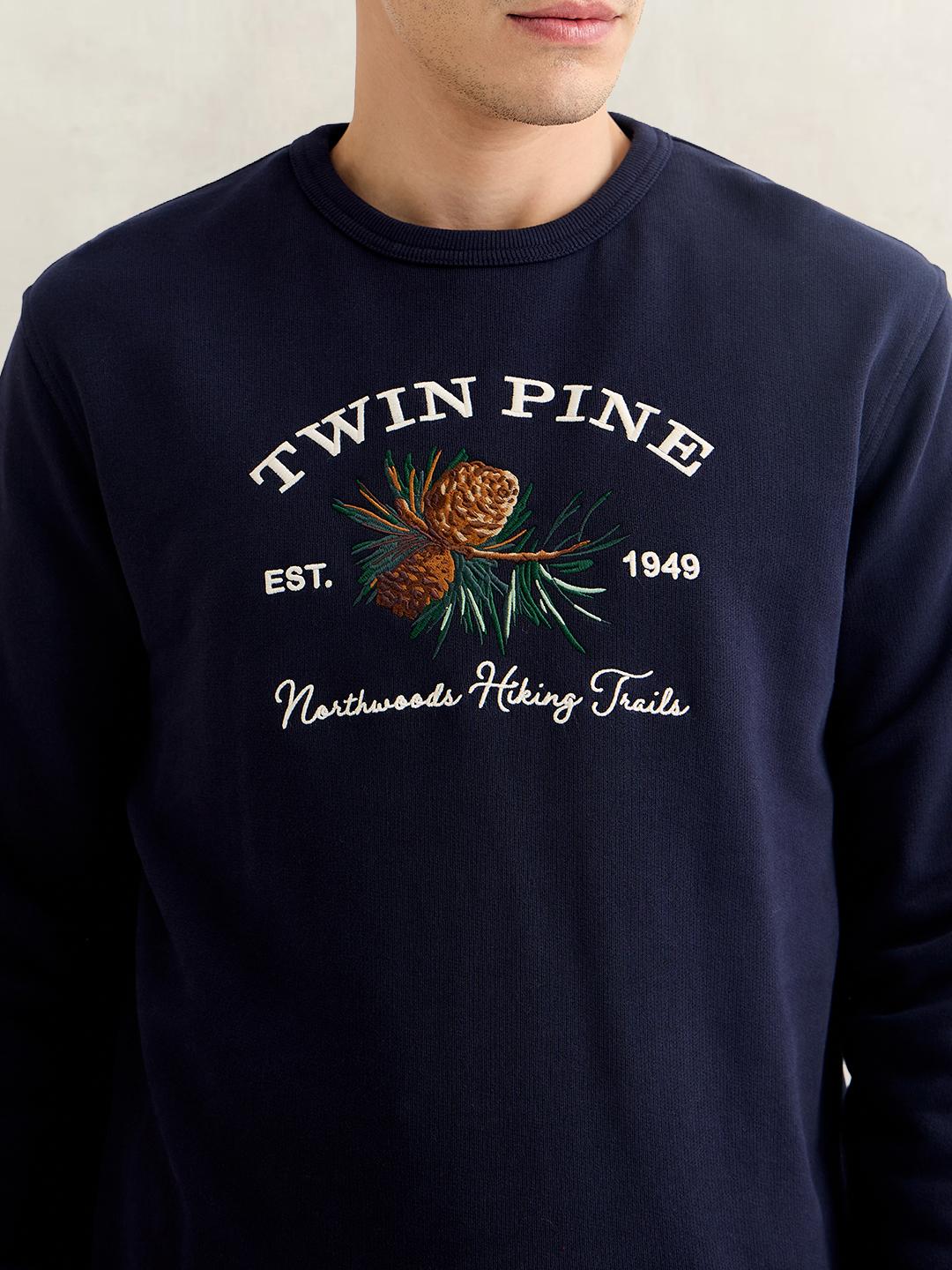 Gant Men Navy Blue Regular Fit Graphic Sweatshirt