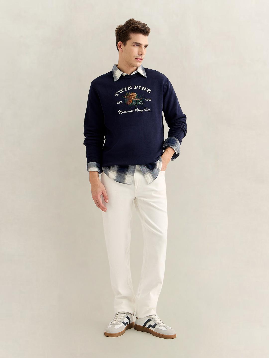Gant Men Navy Blue Regular Fit Graphic Sweatshirt