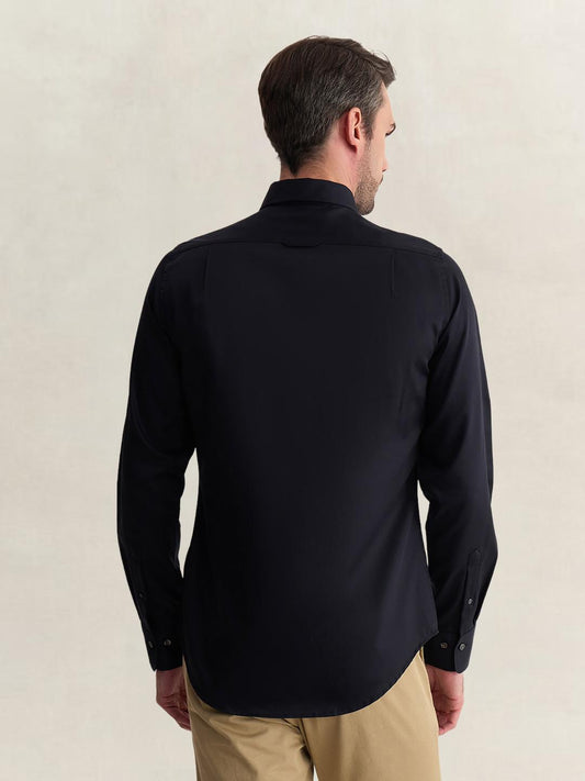 Gant Men Black Slim Fit Solid Sateen Shirt