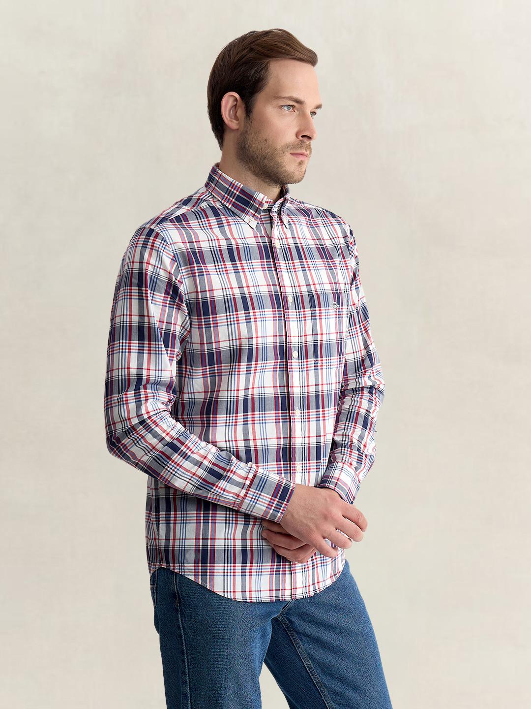 Gant Men Multicolour Regular Fit Checked Poplin Shirt