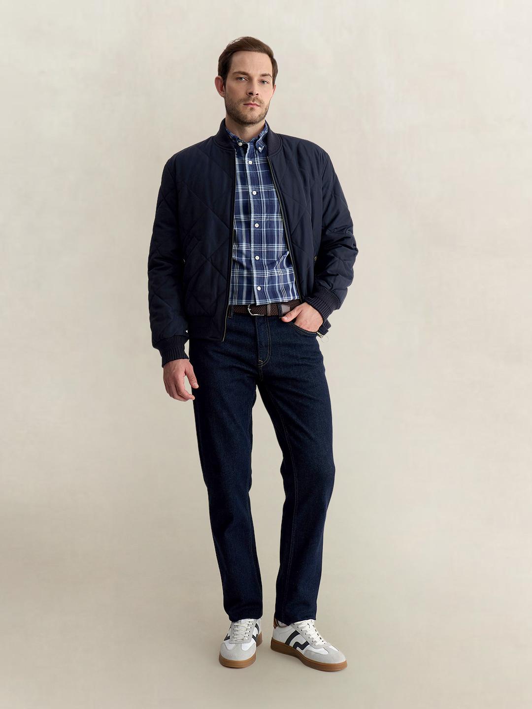 Gant Men Blue Regular Fit Checked Poplin Shirt