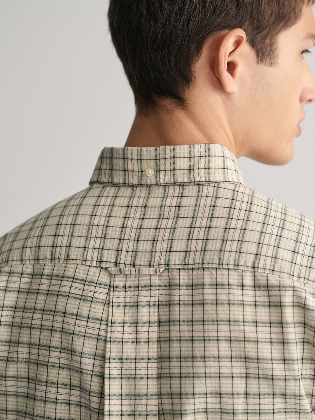 GANT Men Beige Checked Regular Fit Cotton Oxford  Shirt