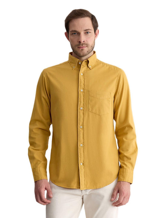 Gant Men Yellow Regular Fit Solid Pure Cotton Shirt