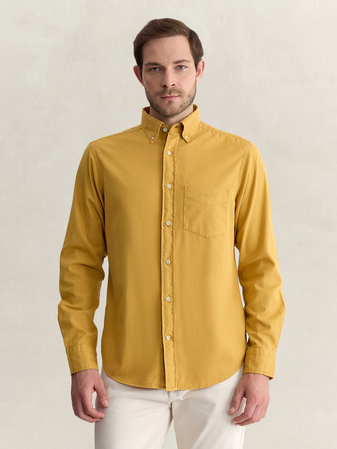Gant Men Yellow Regular Fit Solid Pure Cotton Shirt