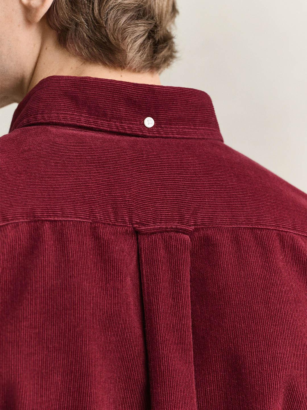 Gant Men Wine Solid Regular Fit Corduroy Shirt