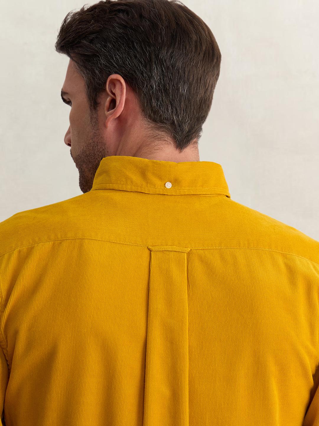 Gant Men Yellow Regular Fit Solid Corduroy Shirt