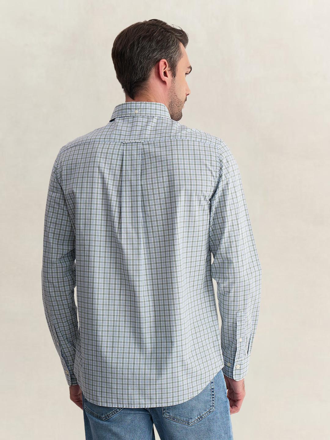 Gant Men Green Regular Fit Checked Poplin Shirt