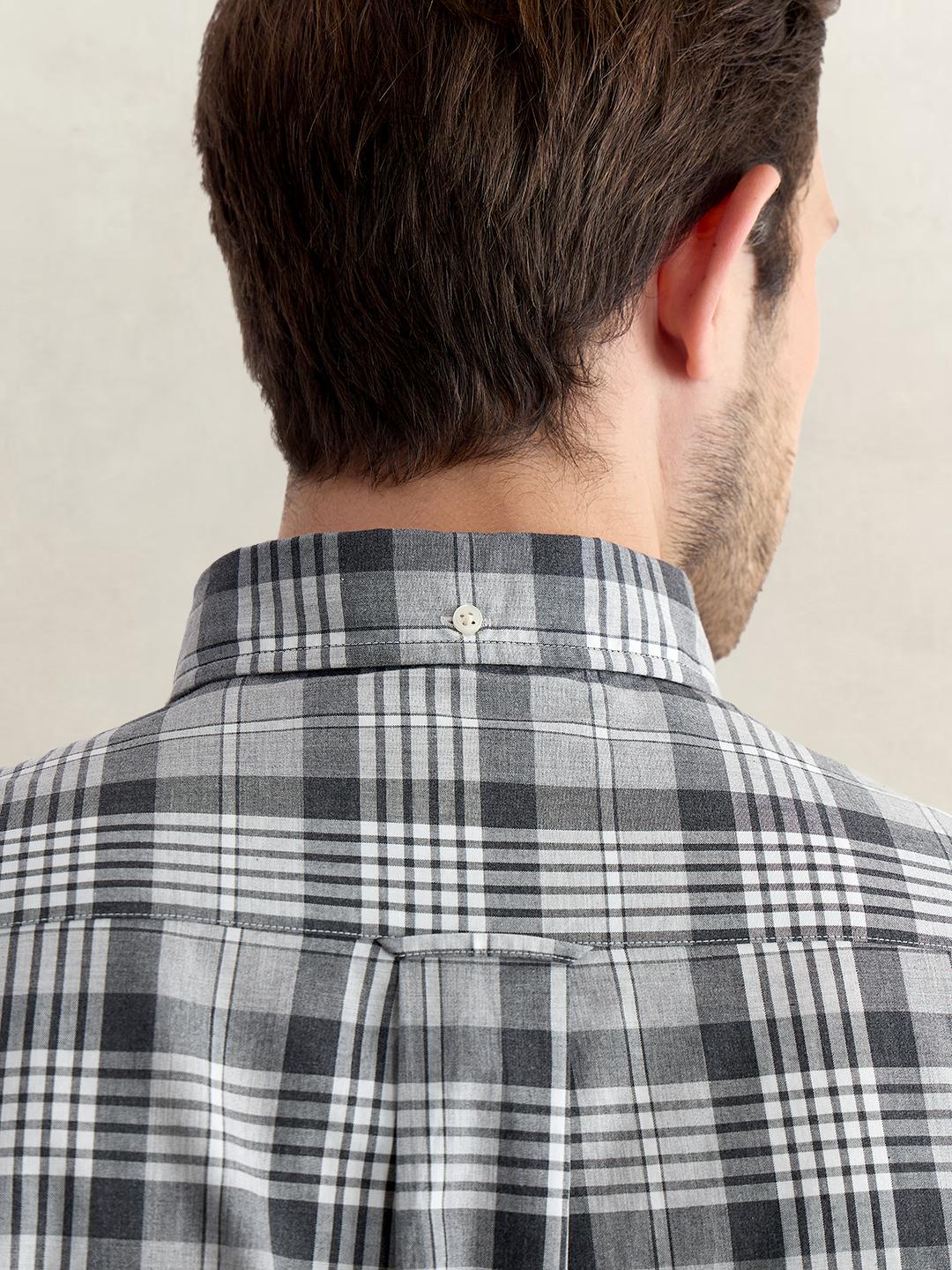 Gant Men Grey Regular Fit Melange Check Poplin Shirt