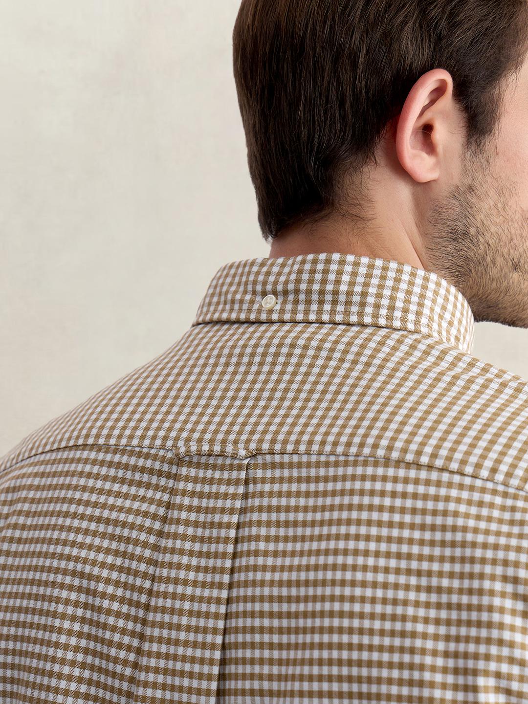 Gant Men Beige Regular Fit Oxford Check Pure Cotton Shirt