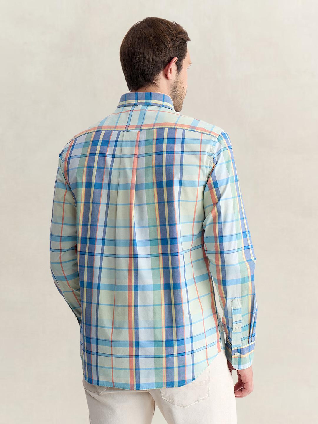 Gant Men Green Regular Fit Checked Poplin Shirt