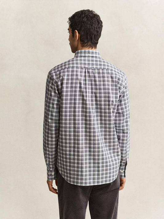 Gant Men Grey Regular Fit Poplin Check Shirt