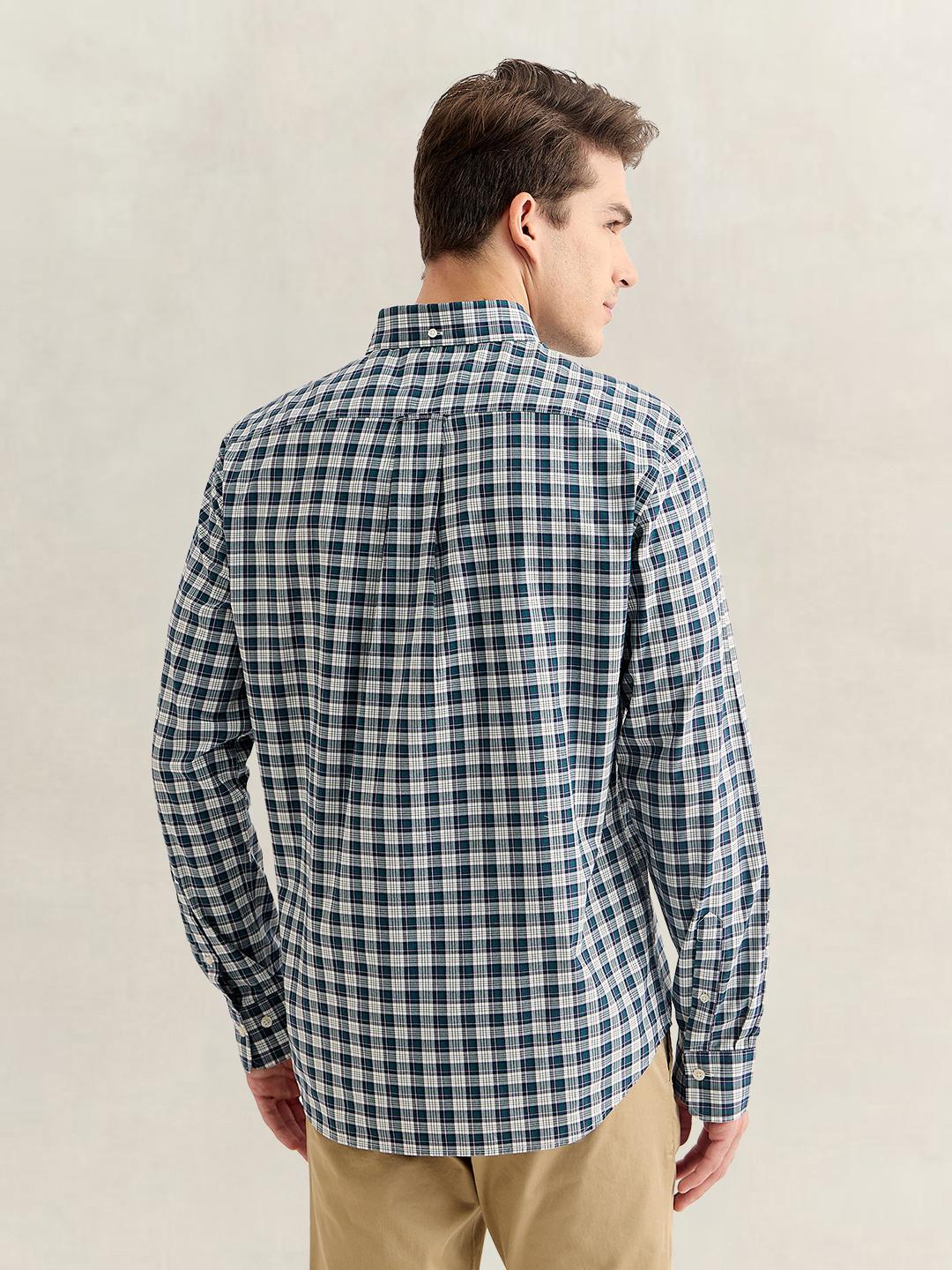 Gant Men Green Regular Fit Checked Poplin Shirt