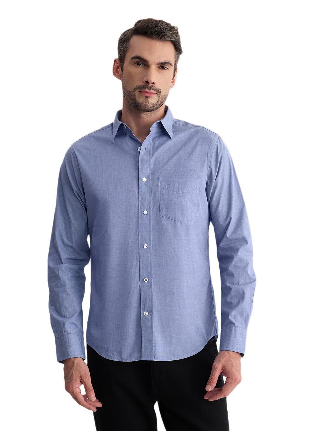 Gant Men Blue Regular Fit Solid Pure Cotton Shirt