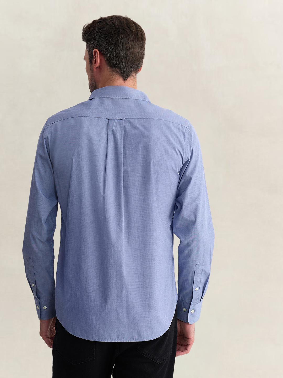 Gant Men Blue Regular Fit Solid Pure Cotton Shirt