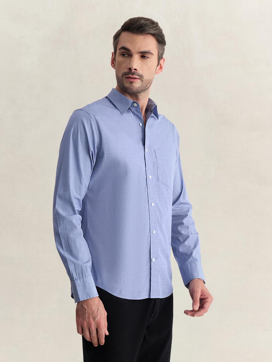 Gant Men Blue Regular Fit Solid Pure Cotton Shirt