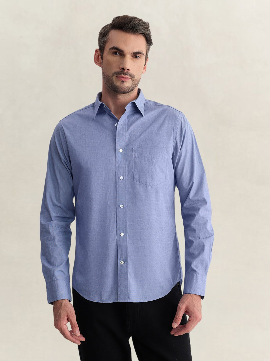 Gant Men Blue Regular Fit Solid Pure Cotton Shirt