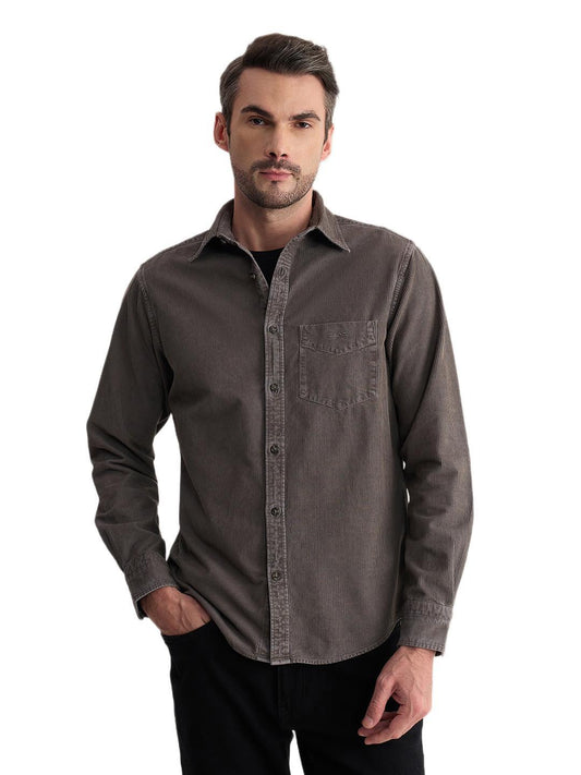 Gant Men Grey Regular Fit Solid Pure Cotton Shirt