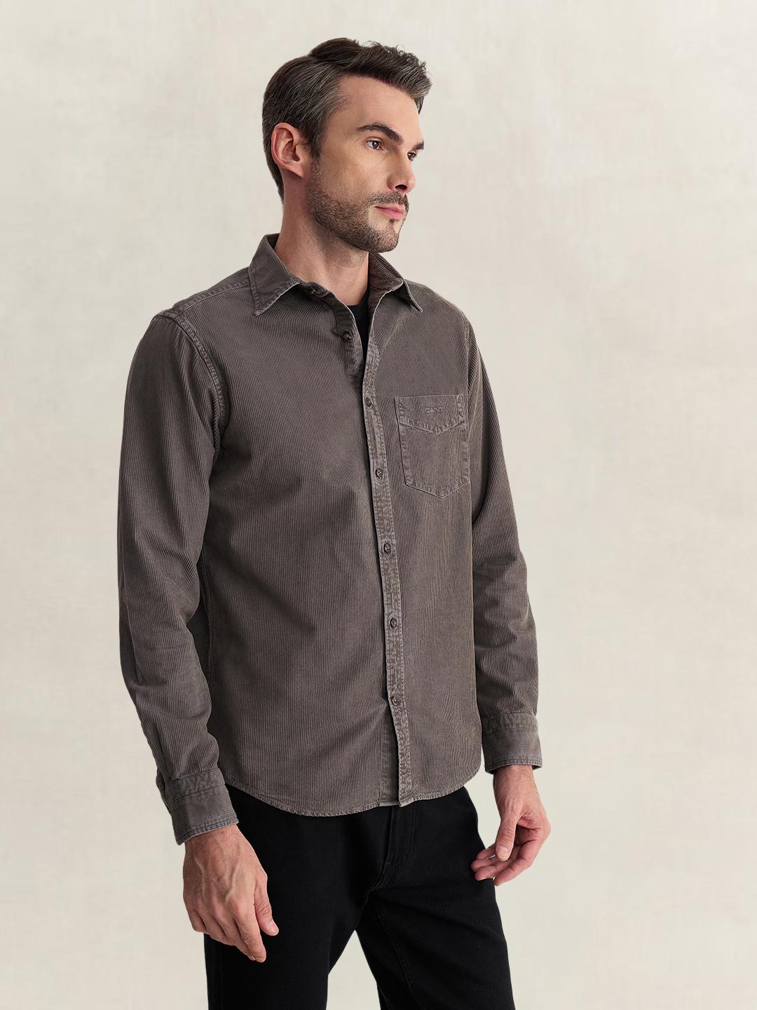 Gant Men Grey Regular Fit Solid Pure Cotton Shirt