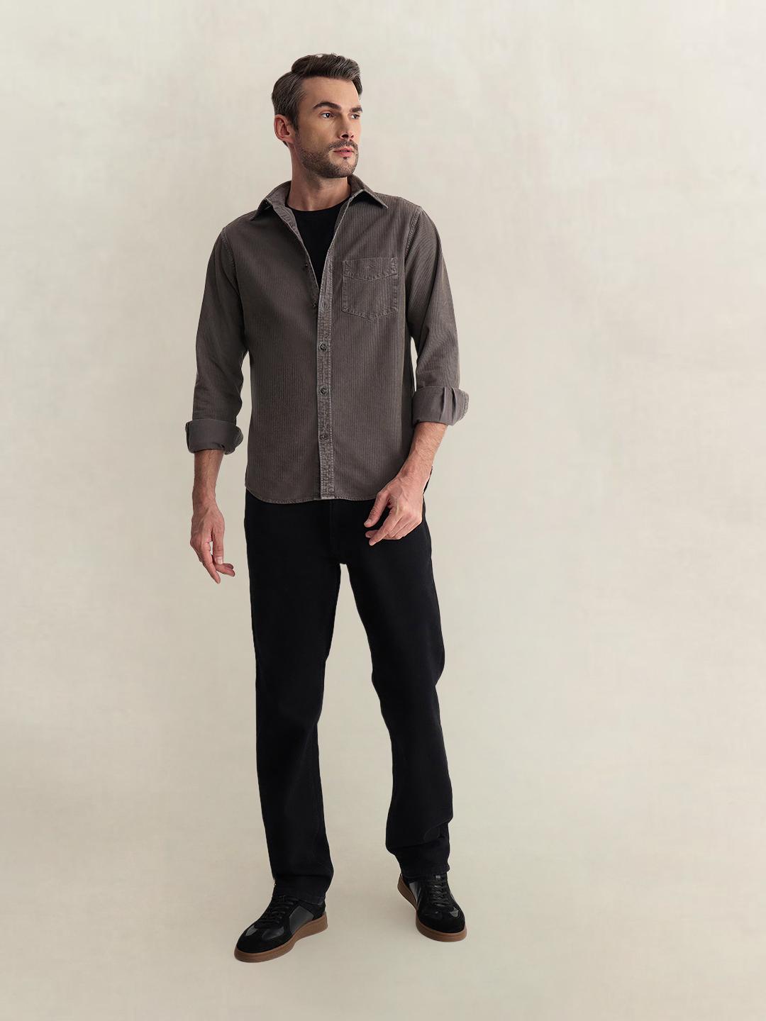 Gant Men Grey Regular Fit Solid Pure Cotton Shirt