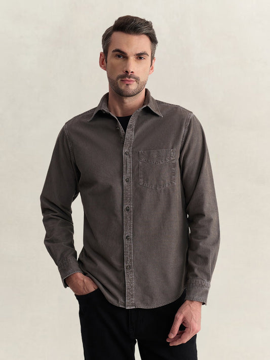 Gant Men Grey Regular Fit Solid Pure Cotton Shirt