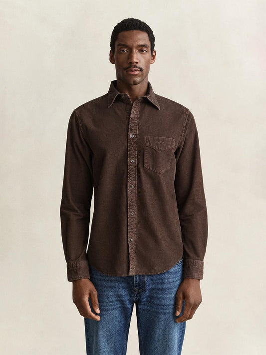 Gant Men Brown Solid Regular Fit Cotton Shirt