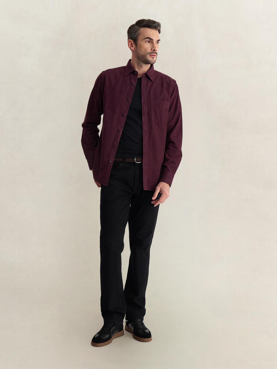 Gant Men Wine Regular Fit Solid Pure Cotton Shirt