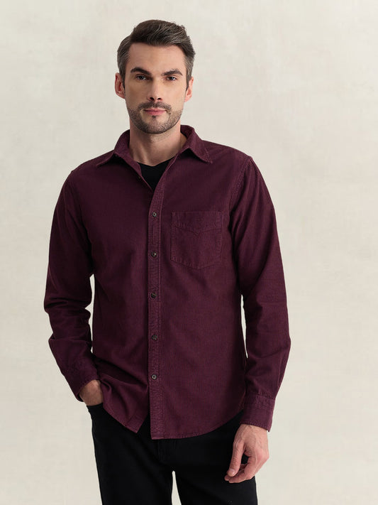 Gant Men Wine Regular Fit Solid Pure Cotton Shirt