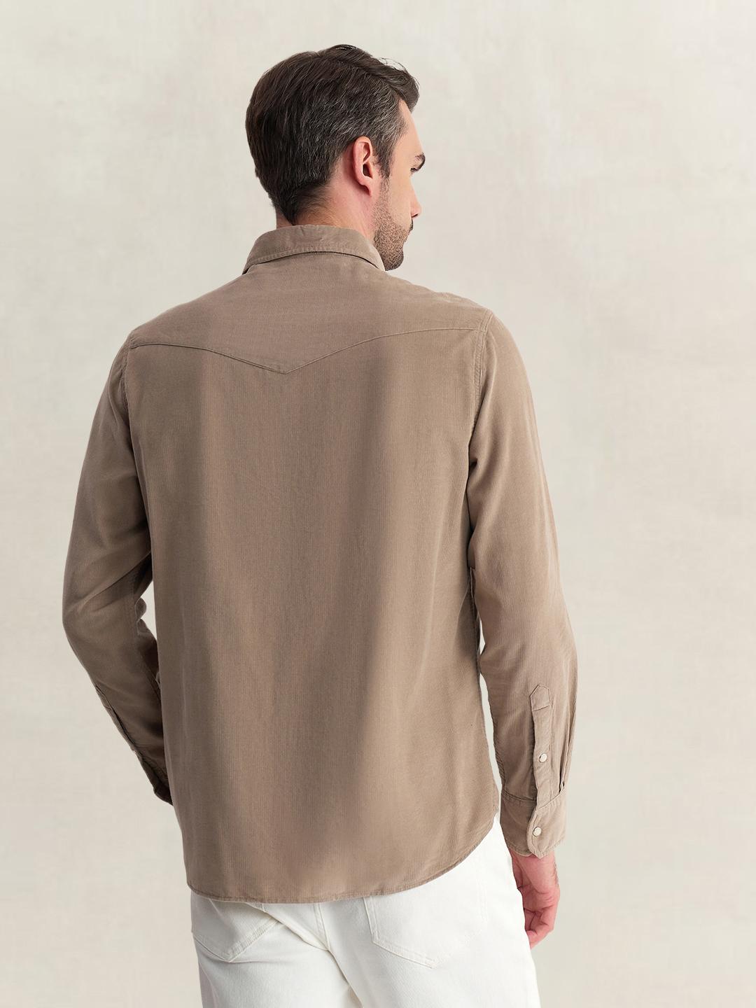 Gant Men Brown Regular Fit Solid Corduroy Shirt