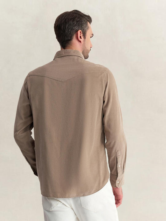 Gant Men Brown Regular Fit Solid Corduroy Shirt