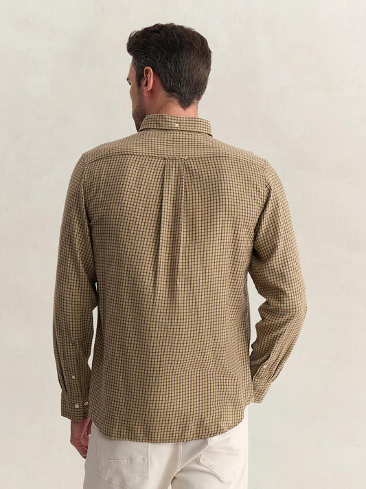 Gant Men Brown Regular Fit Flannel Check Pure Cotton Shirt