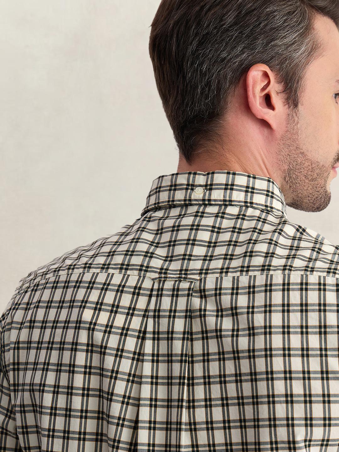 Gant Men Cream Regular Fit Checked Poplin Shirt