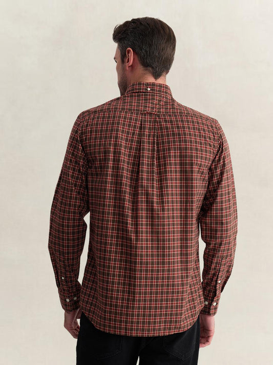 Gant Men Brown Regular Fit Checked Poplin Shirt