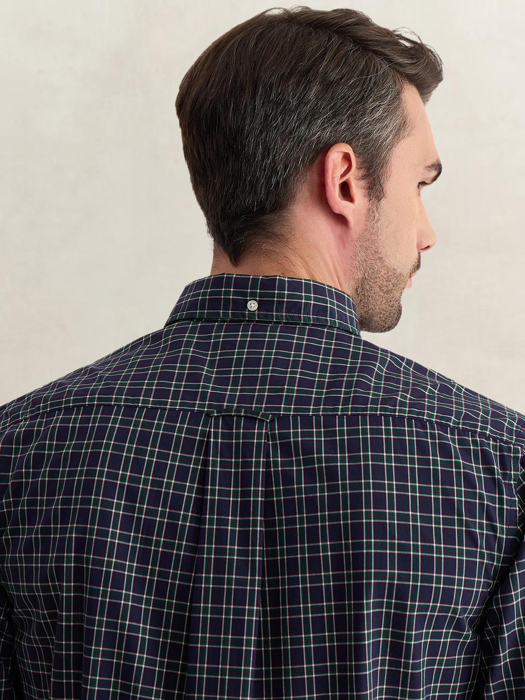 Gant Men Blue Regular Fit Checked Poplin Shirt