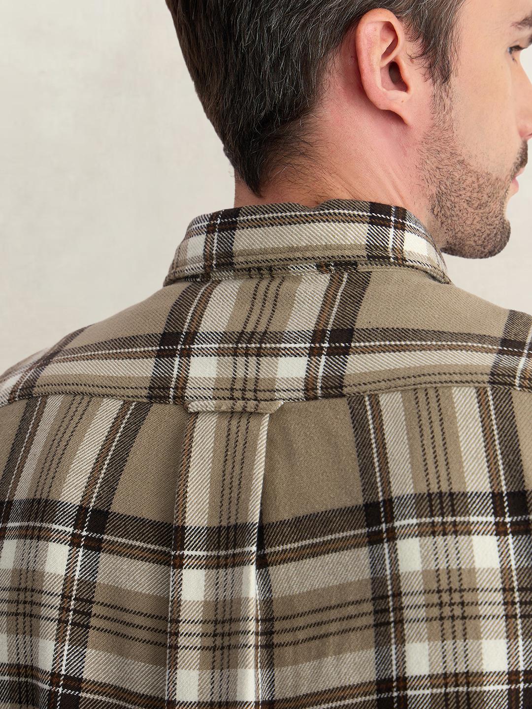 Gant Men Beige Regular Fit Flannel Check Pure Cotton Shirt