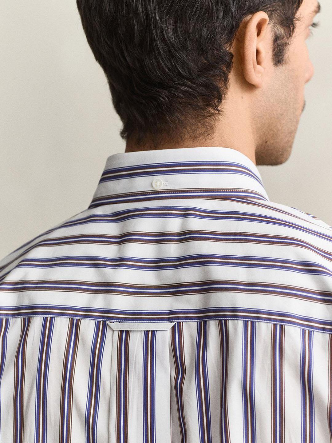 Gant Men White Striped Relaxed Fit Poplin Shirt