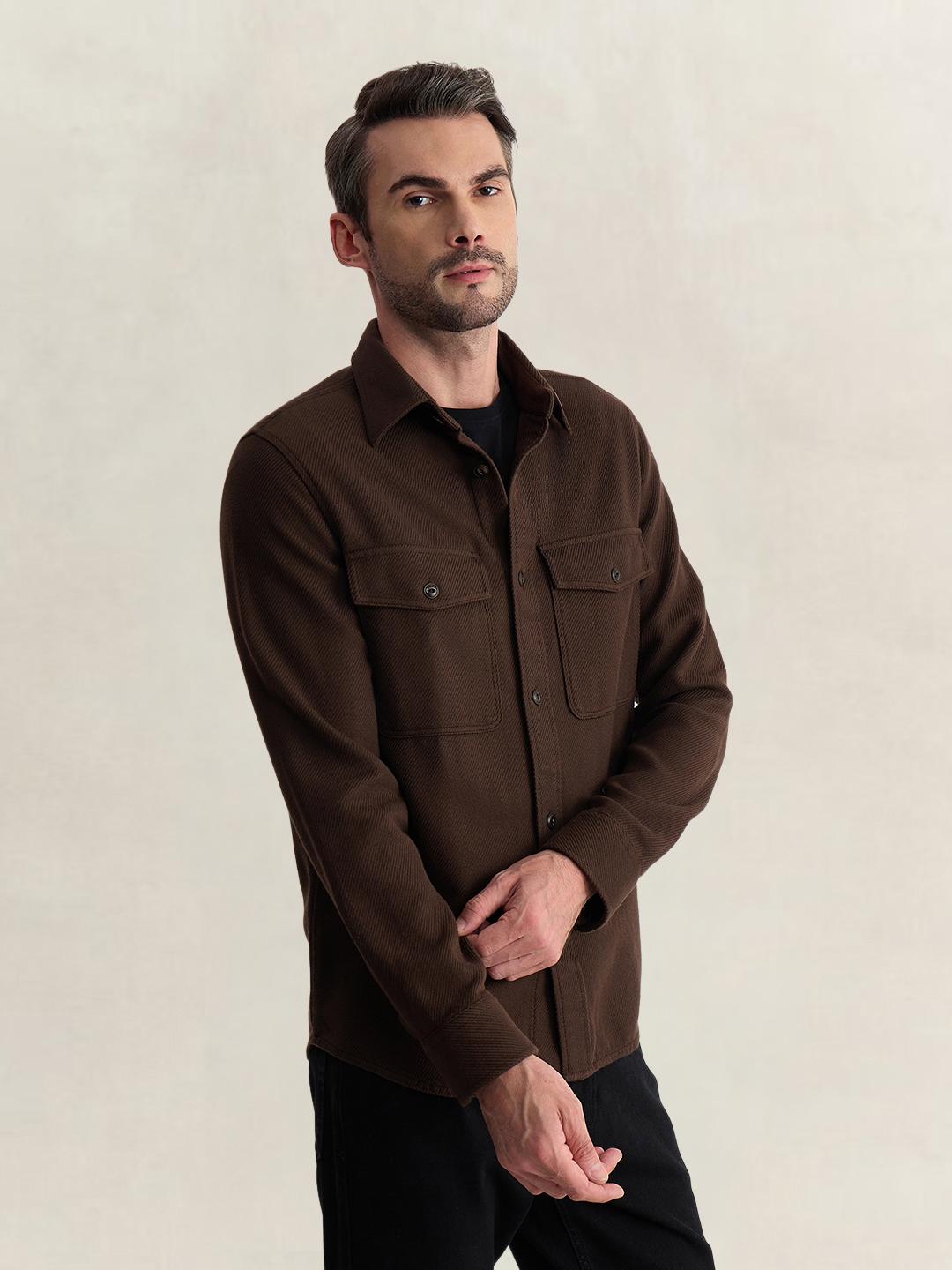 Gant Men Brown Regular Fit Solid Pure Cotton Shirt