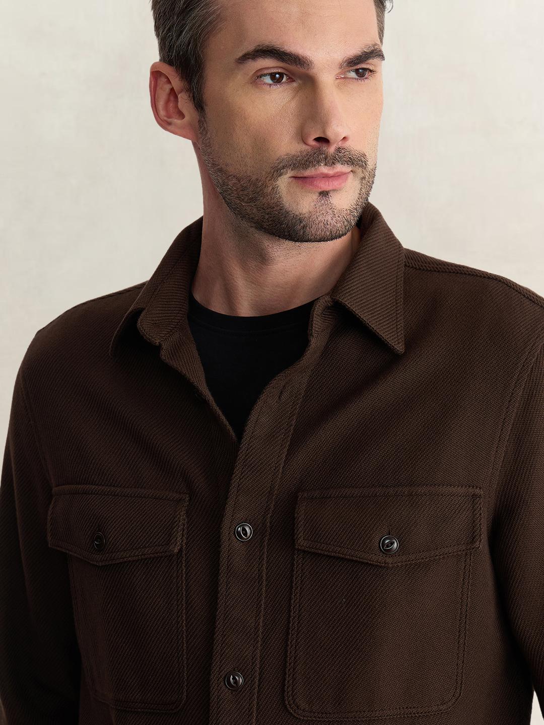 Gant Men Brown Regular Fit Solid Pure Cotton Shirt