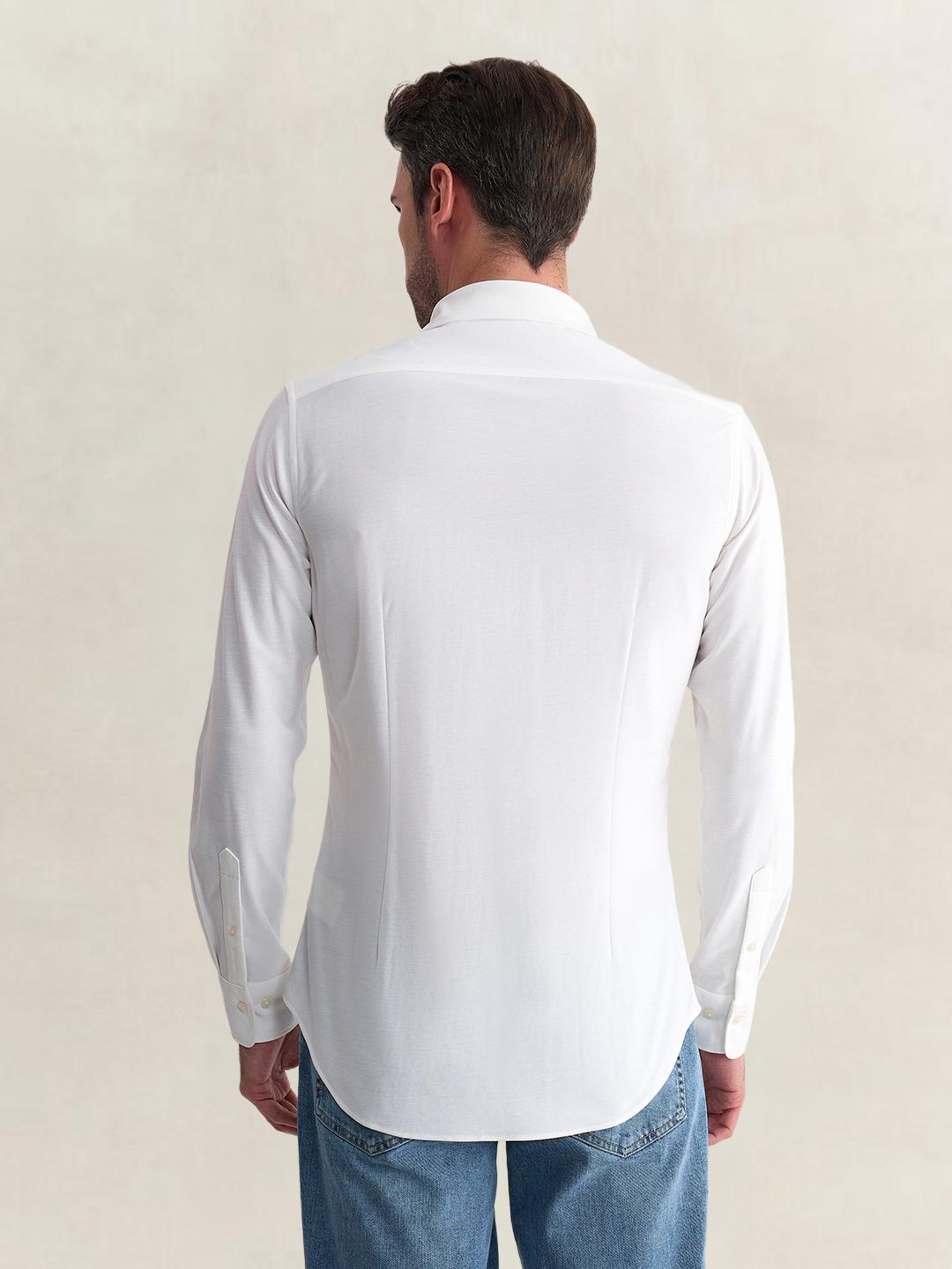 Gant Men White Slim Fit Solid Cotton Blend Shirt