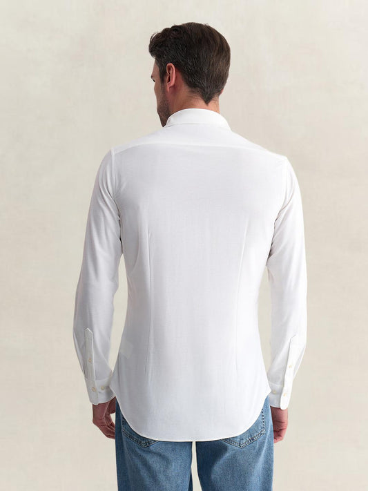 Gant Men White Slim Fit Solid Cotton Blend Shirt