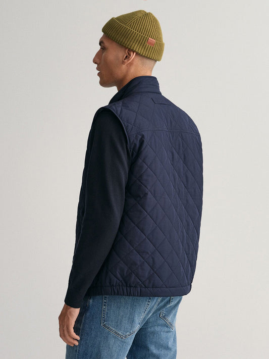 Gant Men Navy Blue Quilted Regular Fit Vest
