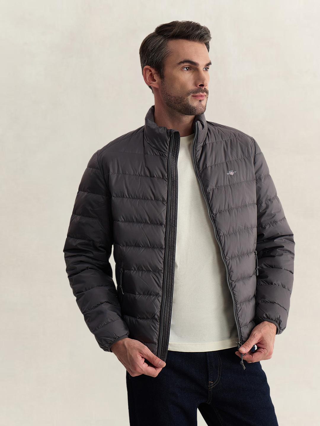 Gant Men Grey Regular Fit Quilted Puffer Jacket