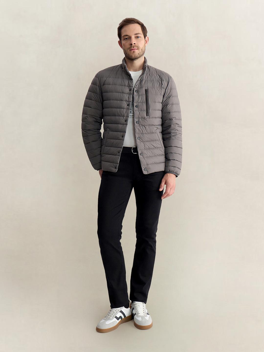 Gant Men Grey Regular Fit Quilted Puffer Jacket
