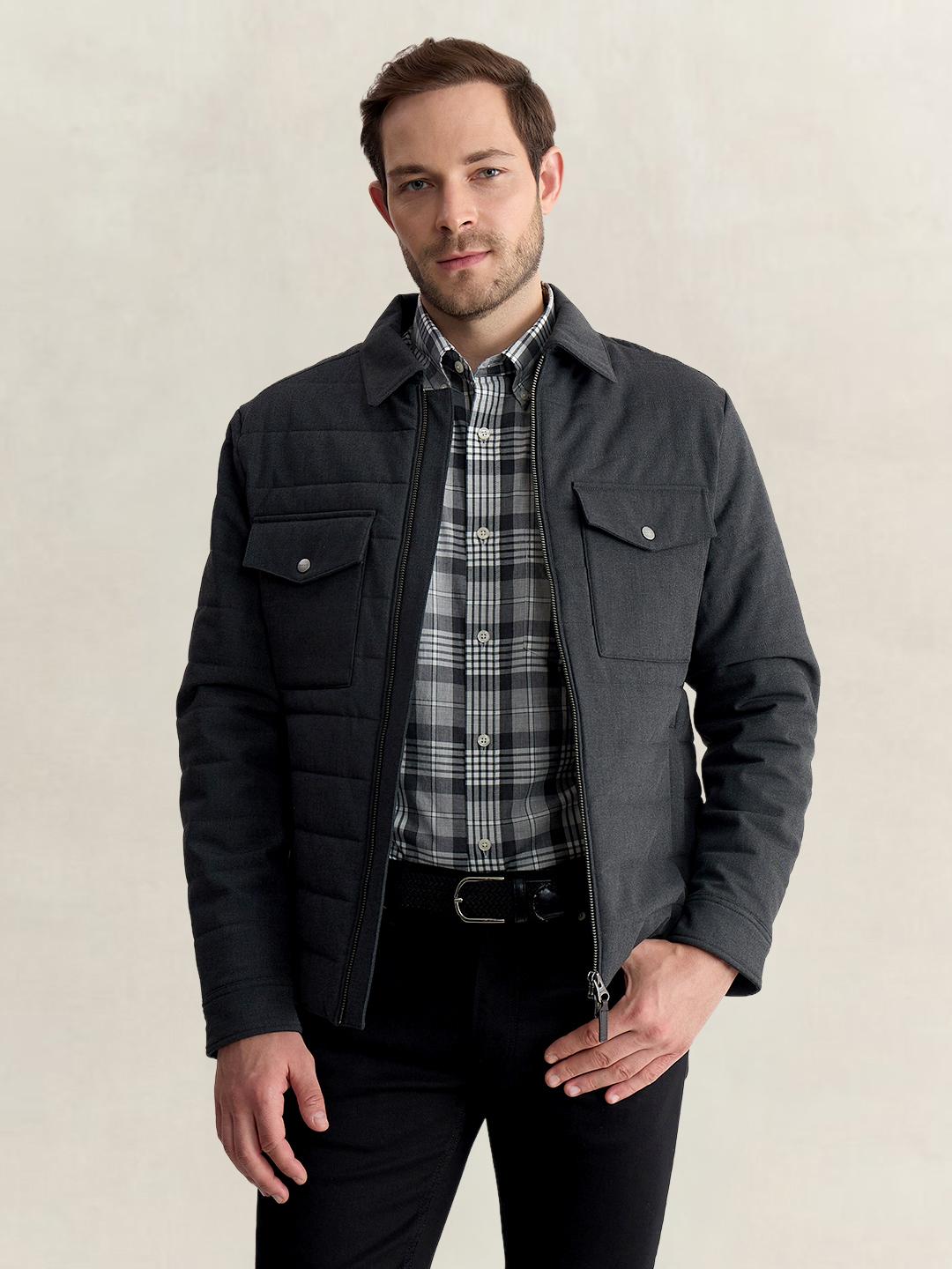 Gant Men Charcoal Regular Fit Quilted Puffer Jacket