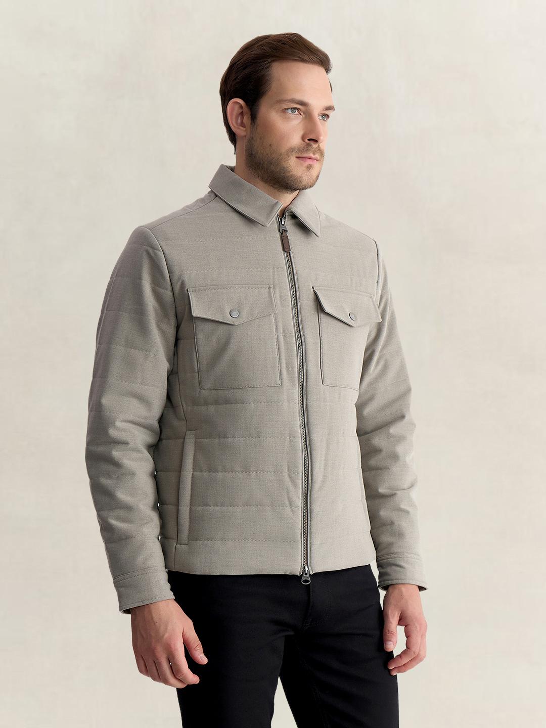 Gant Men Grey Regular Fit Quilted Puffer Jacket
